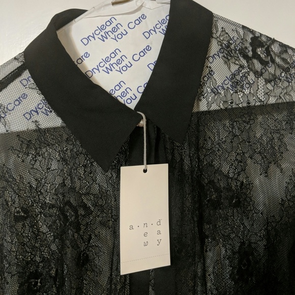 N.W.T.    Black lace button down overshirt - Picture 3 of 4